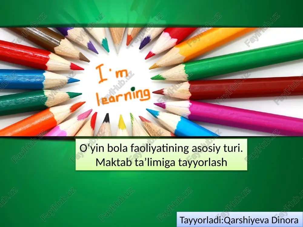 o'yin bola faoliyatining asosiy turi — PPTX