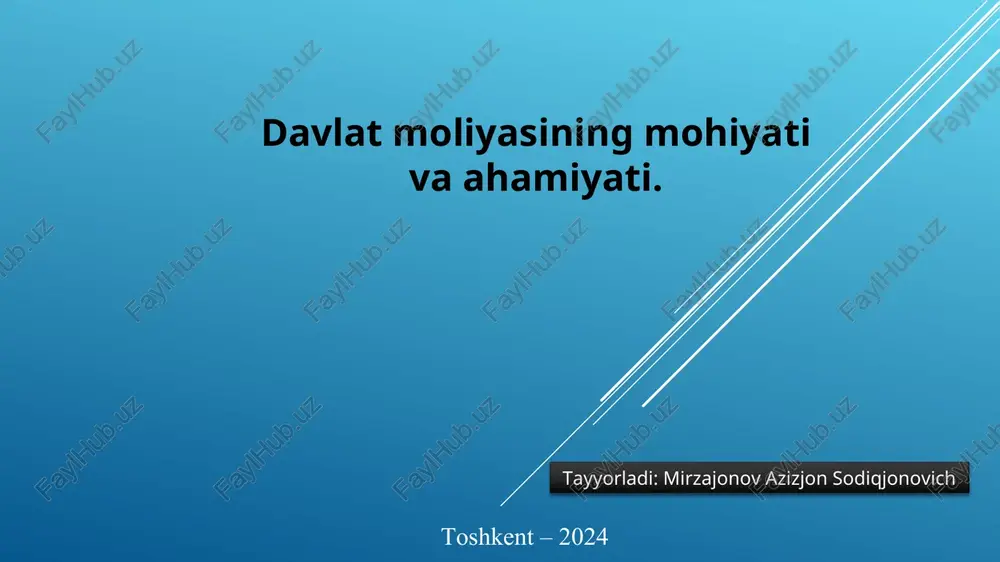 davlat moliyasining mohiyati va ahamiyati — PPT