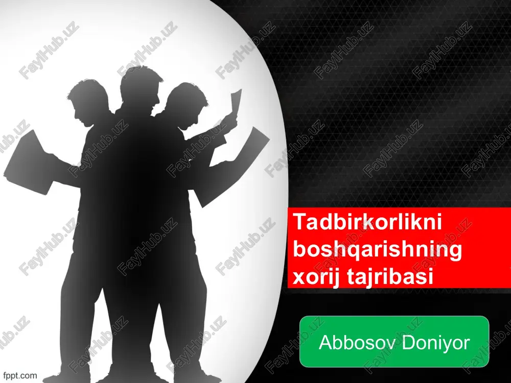 tadbirkorlikni boshqarishning xorij tajribasi — PPT