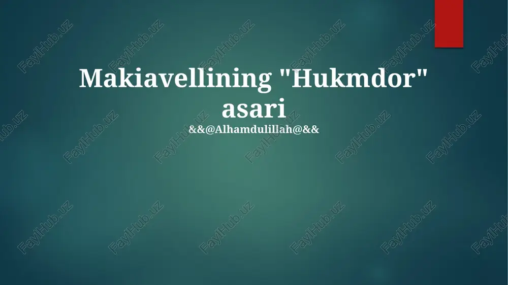 makiavellining "hukmdor" asari — PPTX