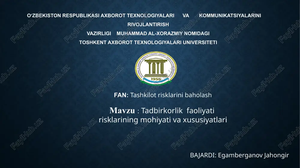 tashkilot risklarini baholash — PPTX