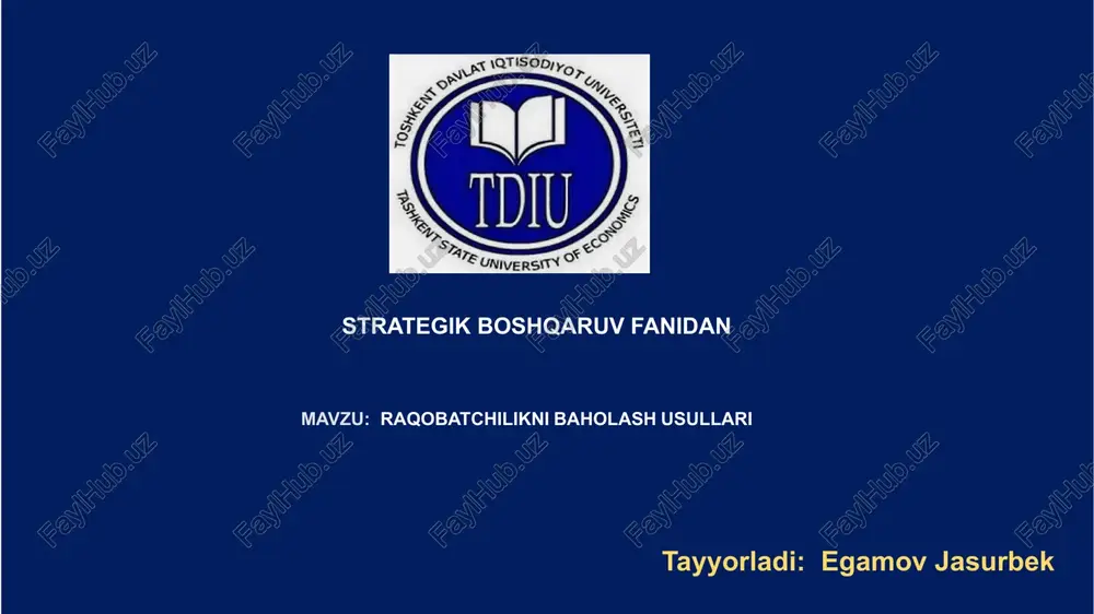 raqobatchilikni baholash usullari — PPTX