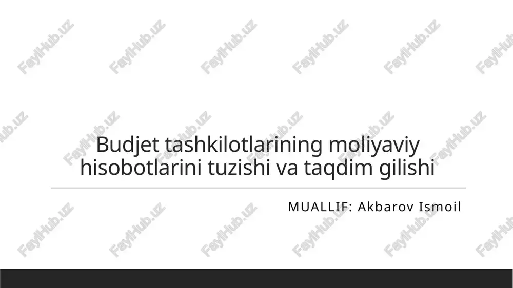 byudjet tashkilotlari va moliyaviy hisobotlar — PPTX