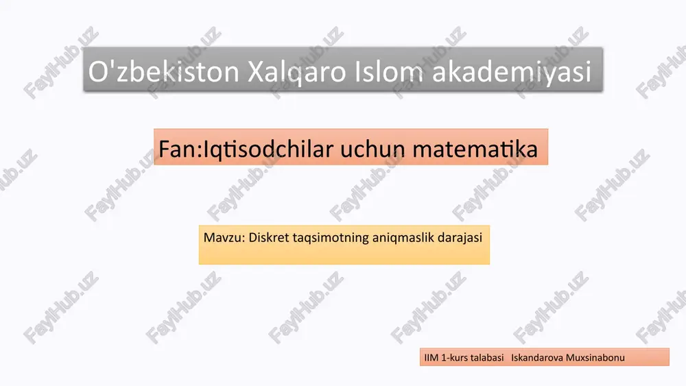 diskret taqsimotlar — PPTX