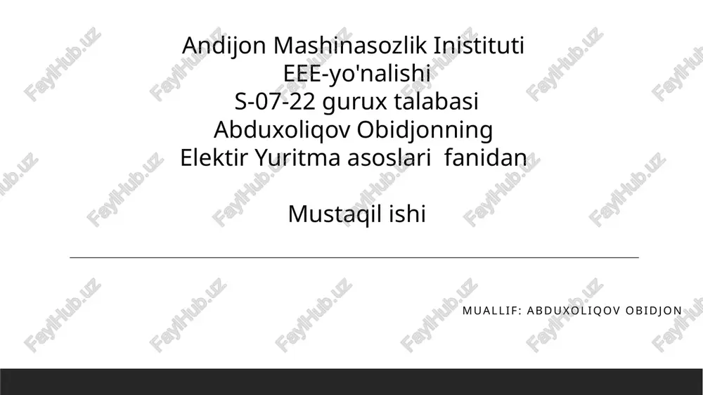 elektr propulsiyaning asosiy tamoyillari — PPTX