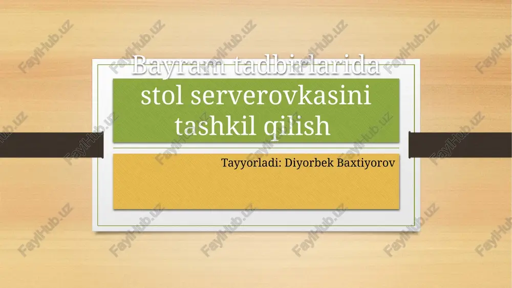 stol serverovkasini tashkil qilish — PPTX