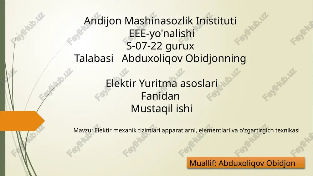 elektir mexanik tizimlari — PPTX