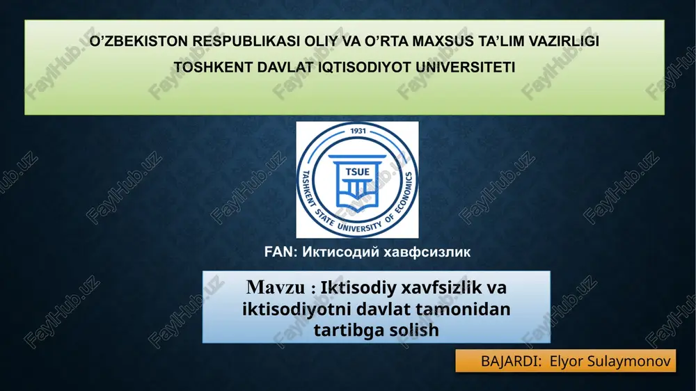 iktisodiy xavfsizlik — PPTX