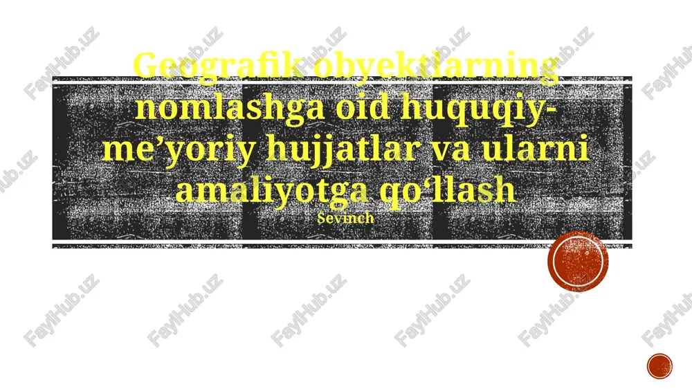 geografik nomlash mojarolari: holat tahlillari — PPTX