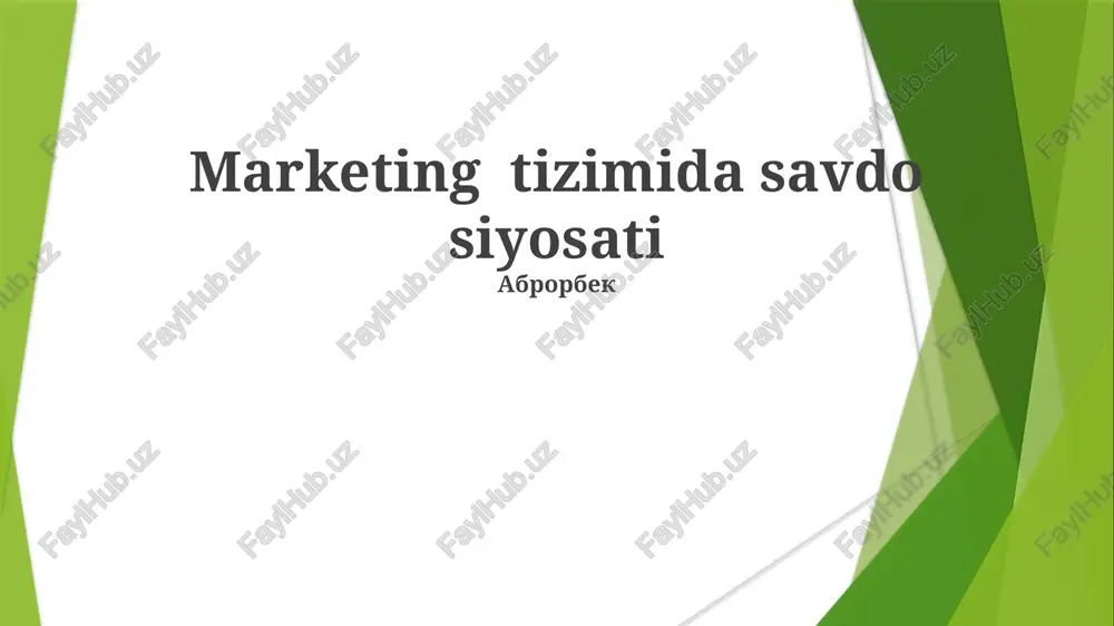 marketing tizimida savdo siyosati — PPTX