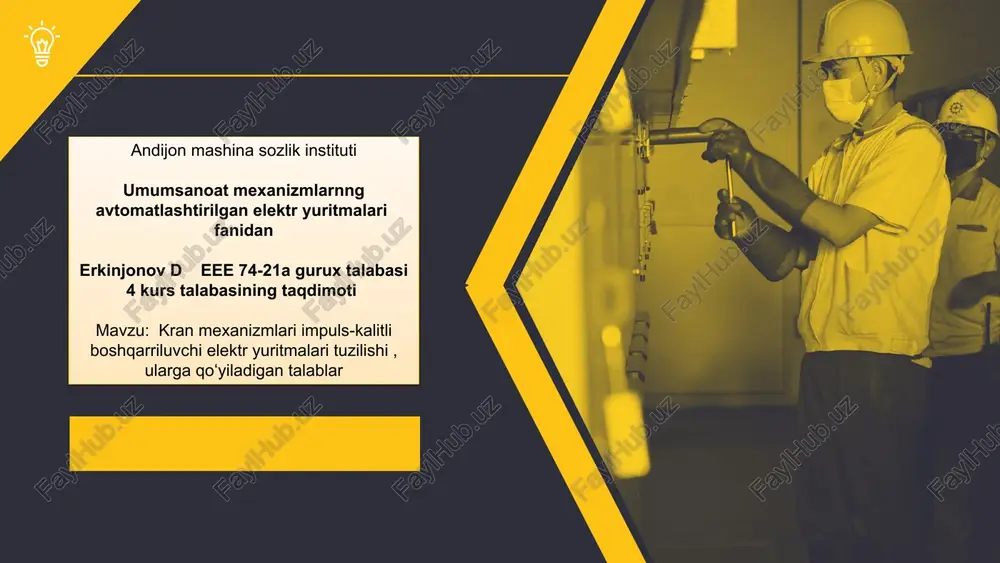 kran mexanizmlari impuls-kalitli boshqaruvchi elektr yuritmalari — PPTX