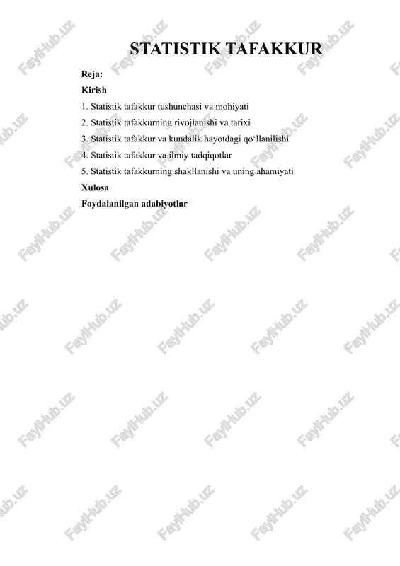 statistik tafakkur — DOCX