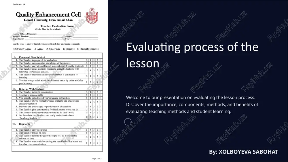 evaluating process of the lesson — PPTX