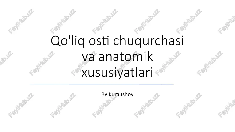 qo'liq osti chuqurchasi va anatomik xususiyatlari — PPTX