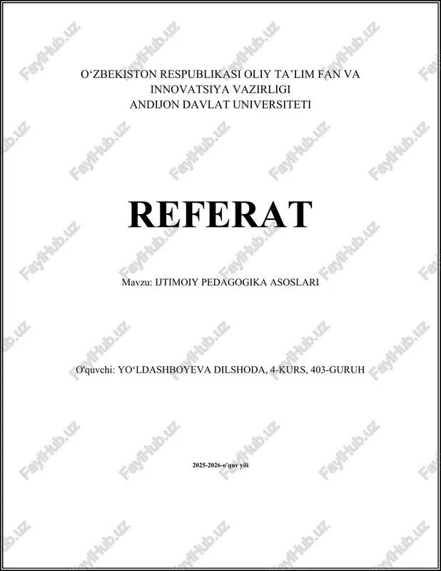 ijtimoiy pedagogika asoslari — DOCX