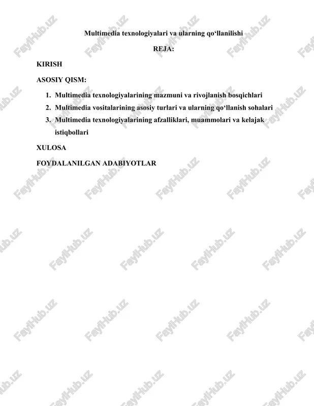 multimedia texnologiyalari va ularning qo‘llanilishi — PDF