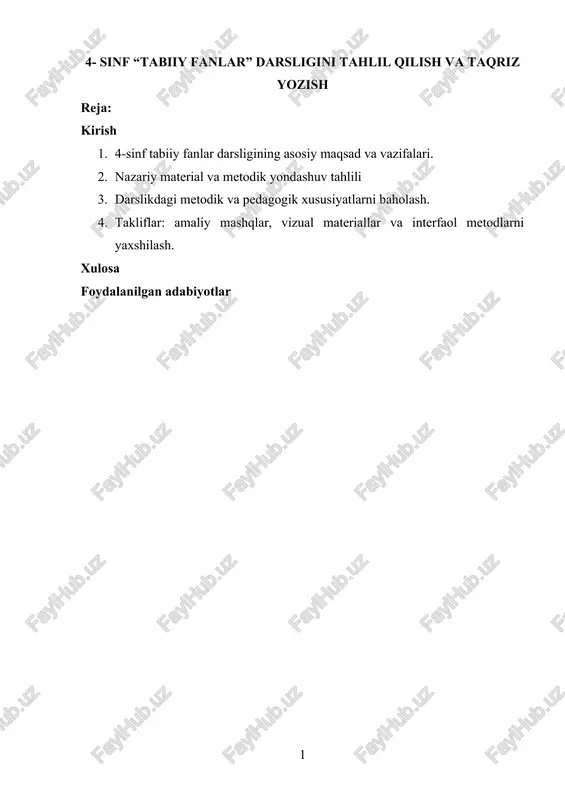 4-sinf “tabiiy fanlar” darsligi — DOCX