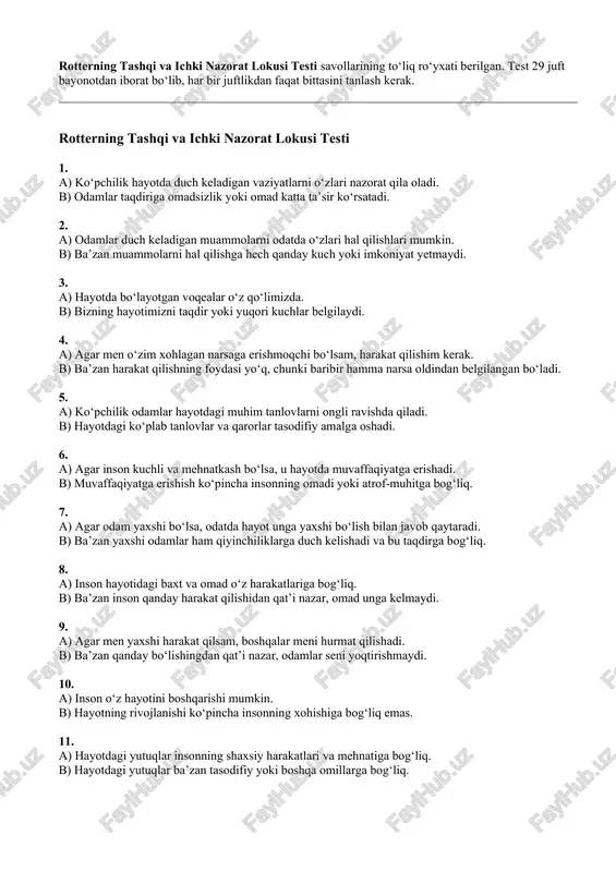 rotterning tashqi va ichki nazorat lokusi testi — DOCX
