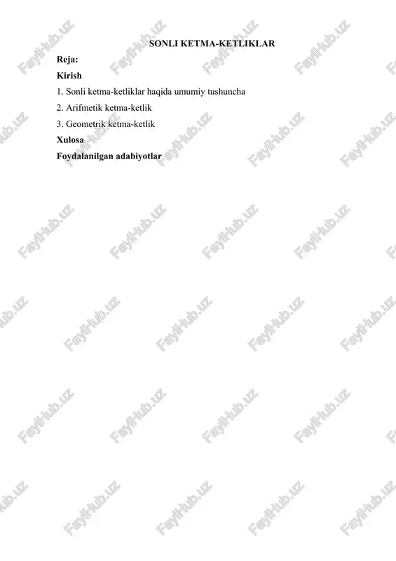 sonli ketma-ketliklar — DOCX