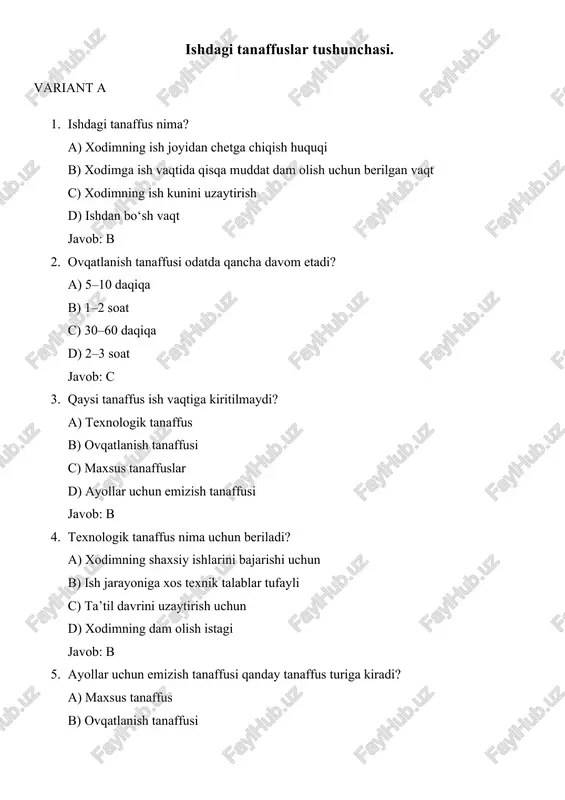 ishdagi tanaffuslar tushunchasi — DOCX