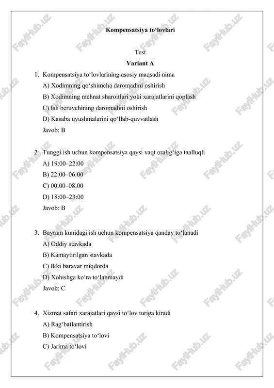 kompensatsiya to‘lovlari — DOCX