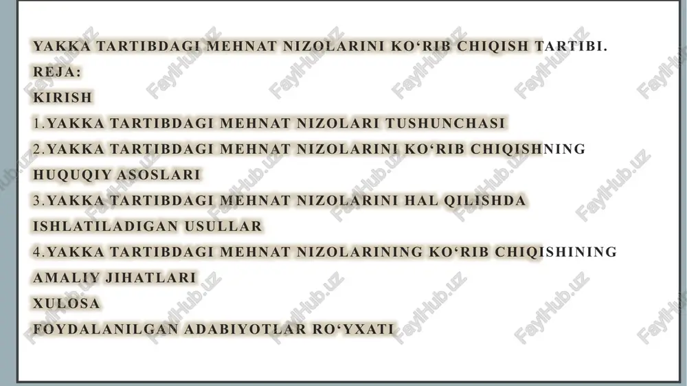 yakkatartibdagi mehnat nizolari — PPTX