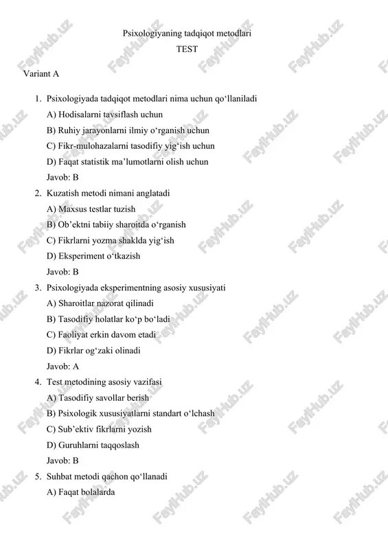 psixologiyaning tadqiqot metodlari — DOCX