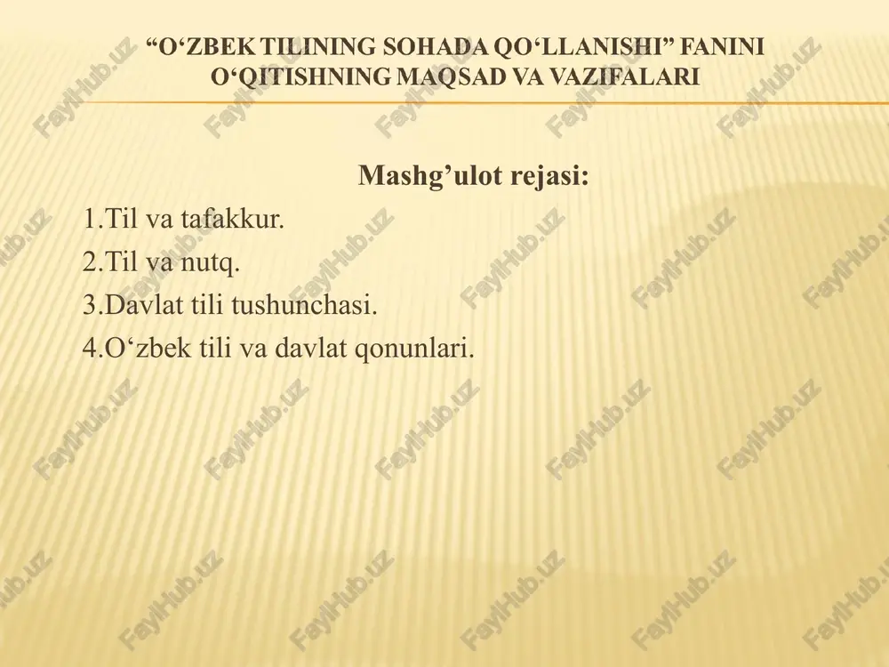 o‘zbek tilining sohada qo‘llanishi — PPT