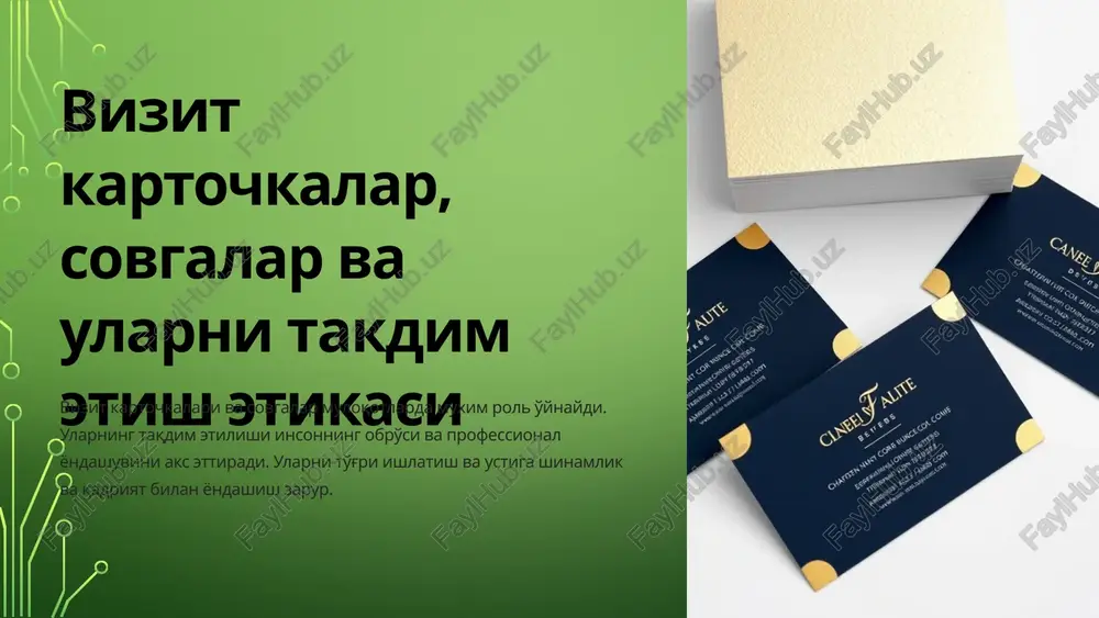 vizit kartochkalar, sovgalar va ularni takdim etish etikasi — PPTX