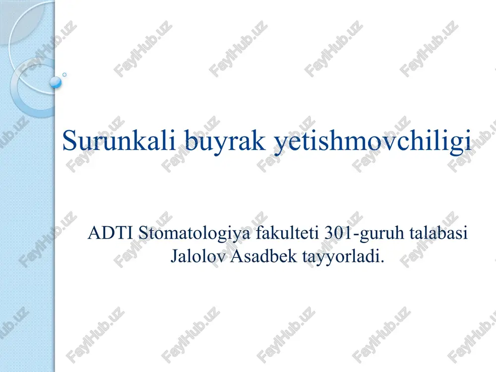 surunkali buyrak yetishmovchiligi — PPTX