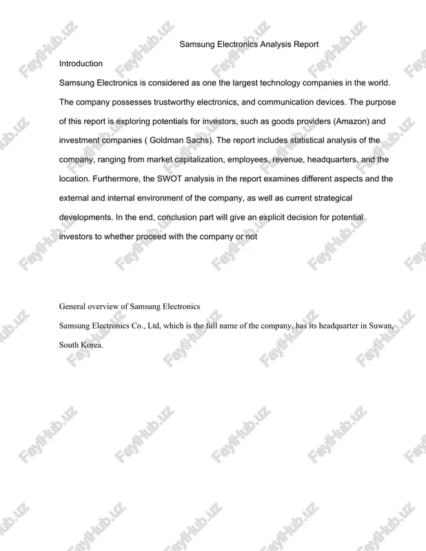 samsung electronics analysis report — DOCX