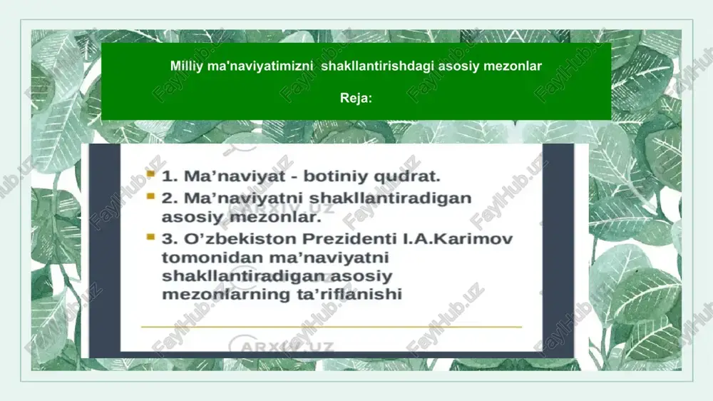ma’naviyat mavzu — PPTX