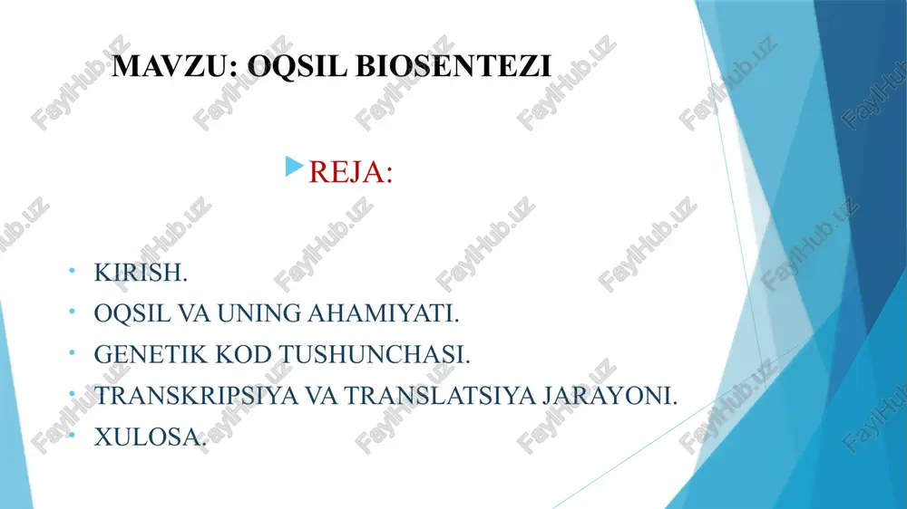 oqsil biosentezi — PPTX