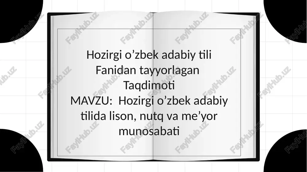 hozirgi o’zbek adabiy tilida lison, nutq va me’yor munosabati — PPTX