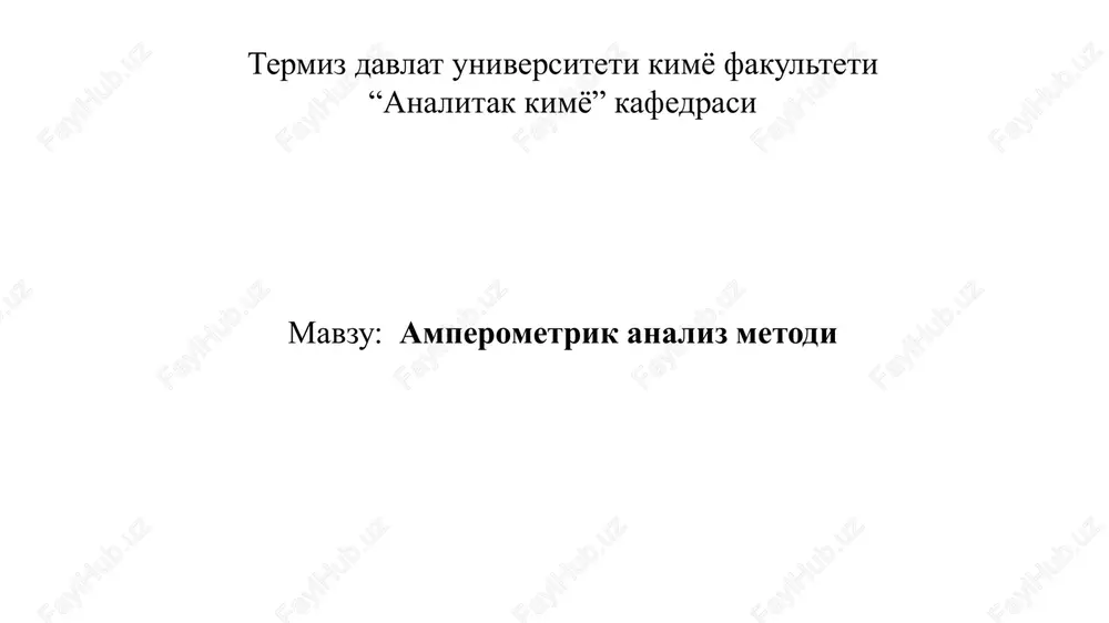 amperometrik analiz metodi — PPTX