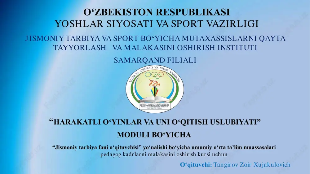 sport turlari elementlaridan tashkil topgan harakatli o‘yinlar — PDF