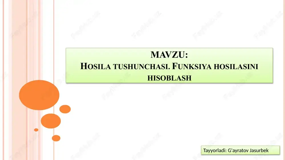 funksiya hosilasini hisoblash — PPTX