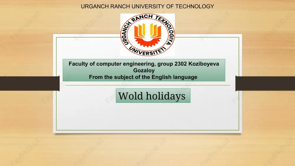 wold holidays — PPT