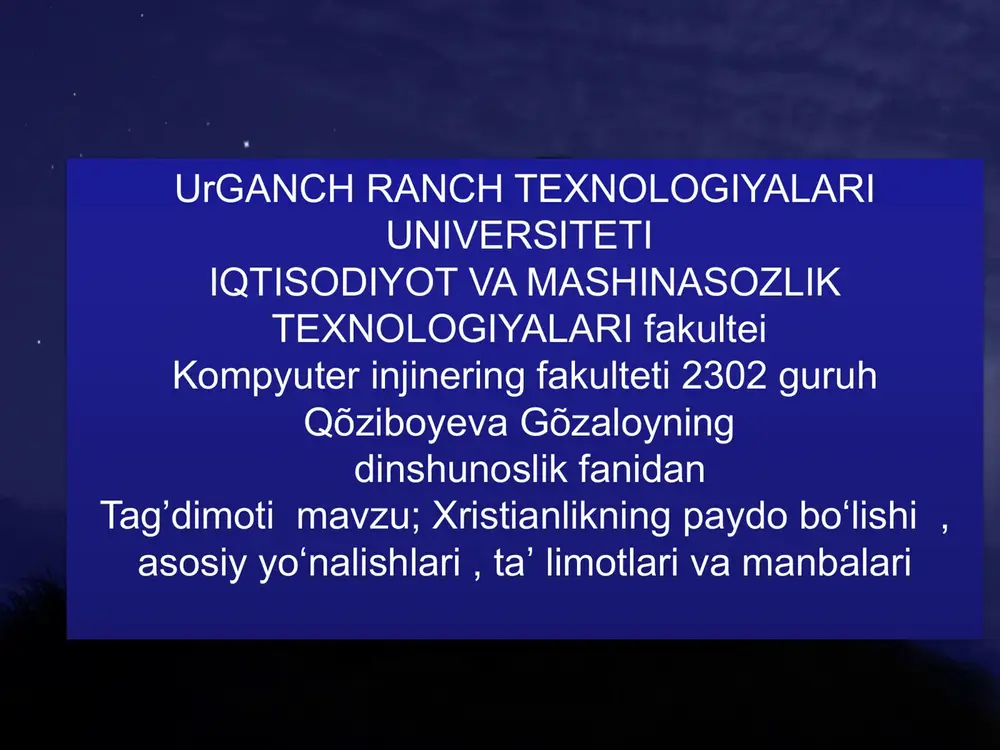 xristianlikning paydo boʻlishi — PPTX