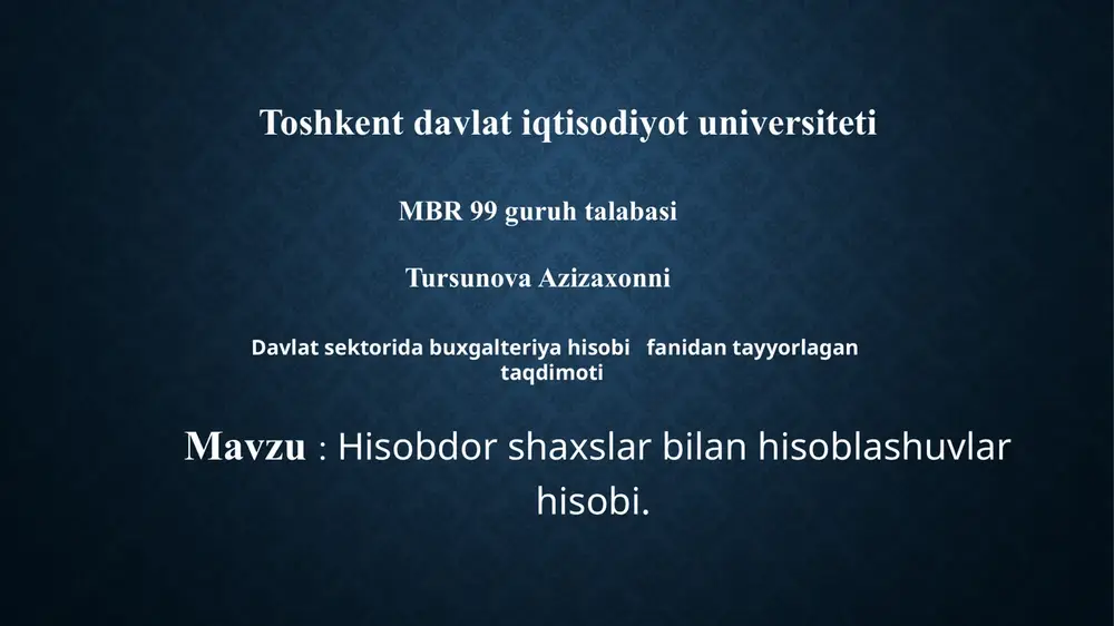 davlat sektorida buxgalteriya hisobi — PPTX
