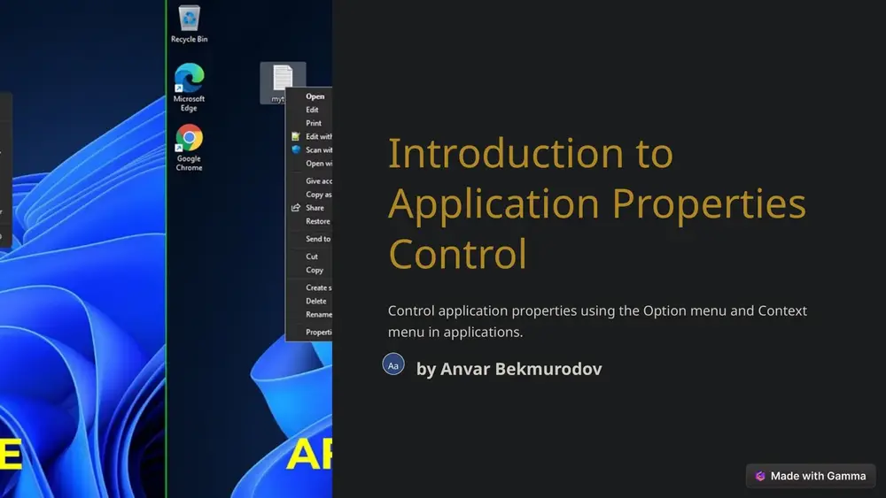 introduction to application properties control — PPTX