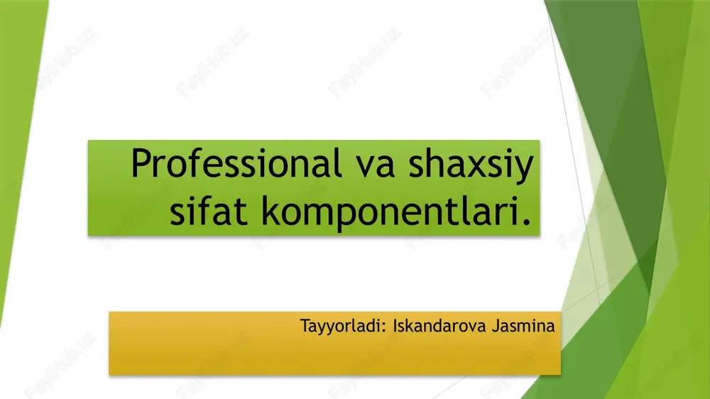 professional va shaxsiy sifat komponentlari — PPTX