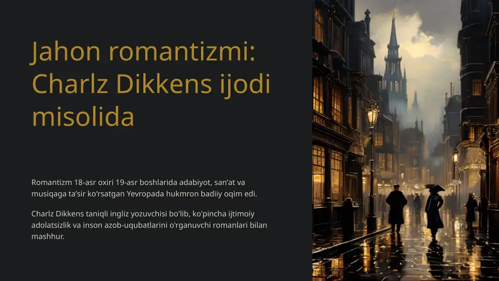 jahon romantizmi: charlz dikkensi jodimi solida — PPTX