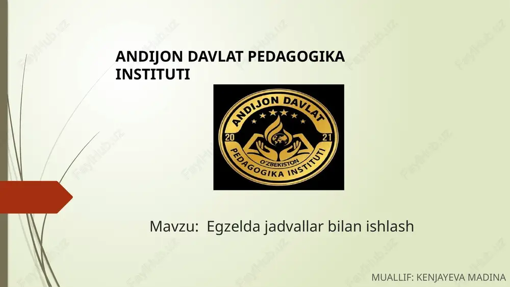excel jadvallari va ularning funksiyalari — PPTX