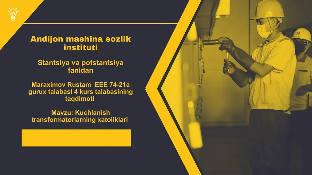 kuchlanish transformatorlarning xatoliklari — PPTX