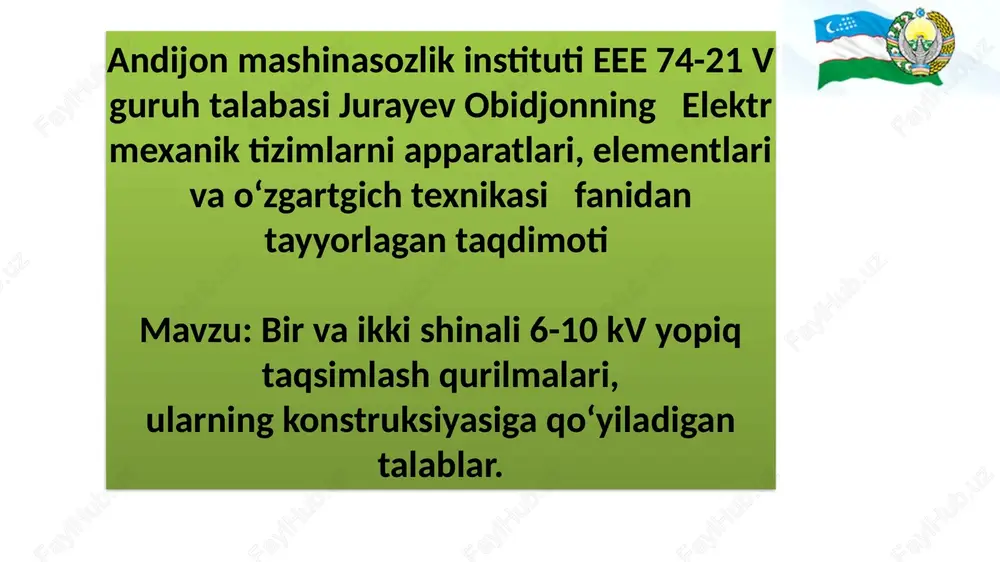 elektrmexaniktizimlari, elementlari va o‘zgartgich texnikasi taqdimoti — PPTX