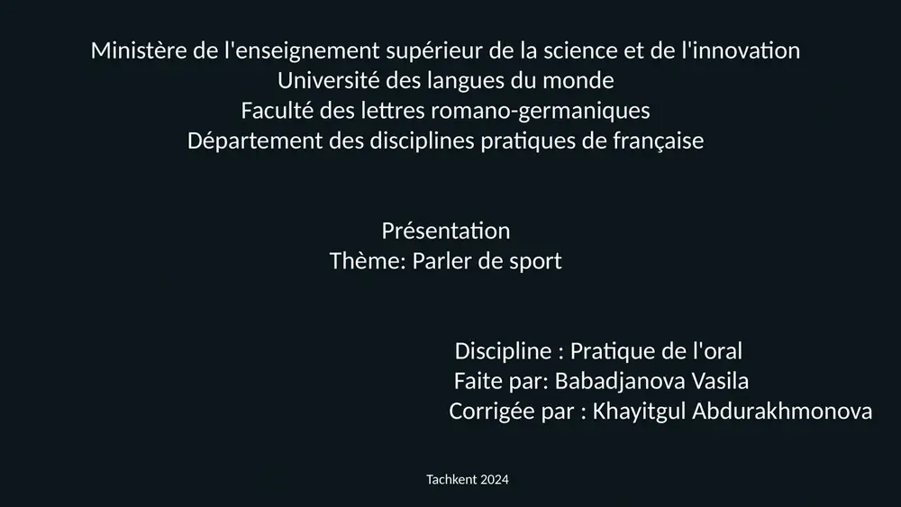 le sport: une passion pour la vie — PPTX