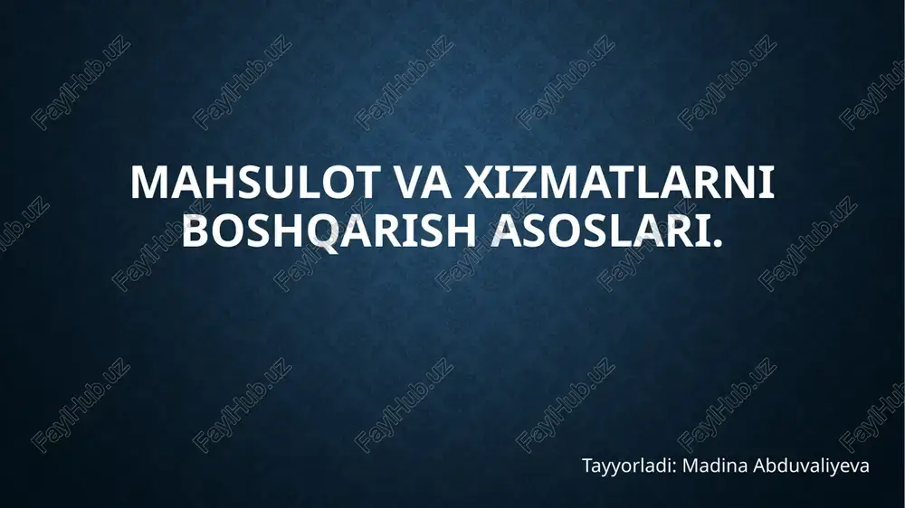 sifatni boshqarish uslublari — PPTX