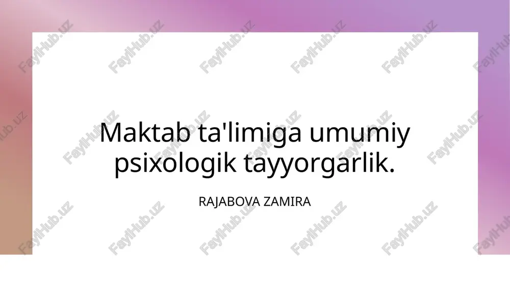 psixologik tayyorgarlik — PPTX