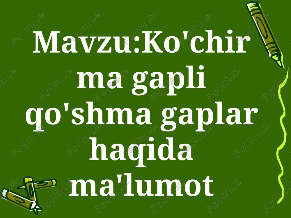ko'chirmagapliq o'shmagaplar haqida ma'lumot — PPTX